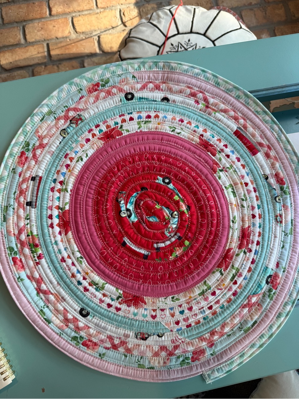 Handmade Jelly Roll Rug Dog Settle Mat, Roll Up Travel Cat Nap Mat Size S/18”